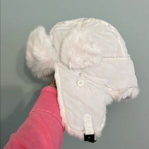 Winter white fur hat
